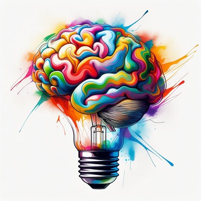 Colorful Brain Lightbulb Illustration