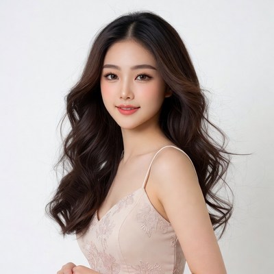 Beautiful Asian woman in lace top