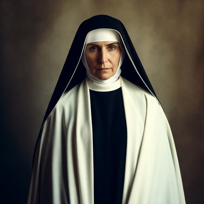 Nun in black and white habit