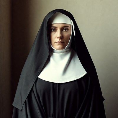 Nun in black and white habit