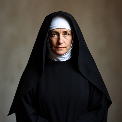 Nun in black habit