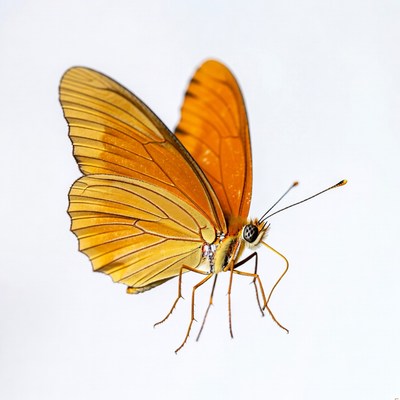 Orange butterfly on white background