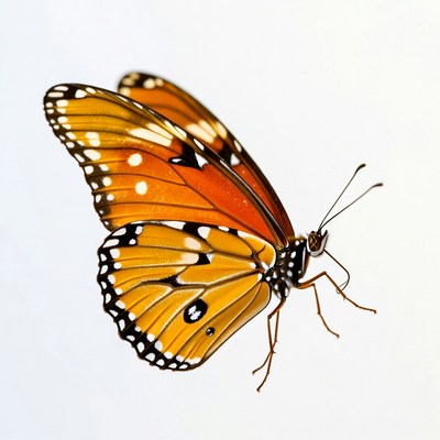 Monarch Butterfly on White Background