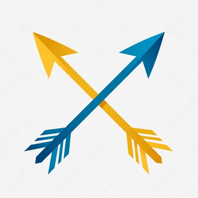 Crossed Yellow and Blue Arrows