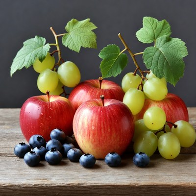 Red Apples Green Grapes Blueberries