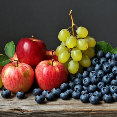 Red Apples Green Grapes Blueberries