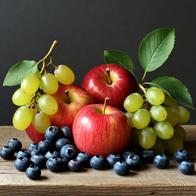 Red Apples Green Grapes Blueberries