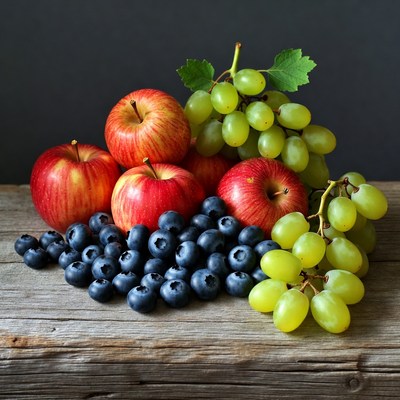 Red Apples Green Grapes Blueberries