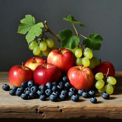 Red Apples Green Grapes Blueberries