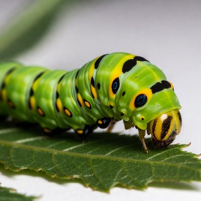Green caterpillar on leaf
