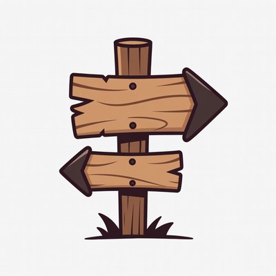 Wooden directional signpost illustration
