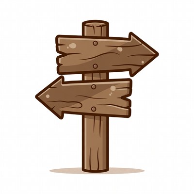 Wooden signpost with two arrows