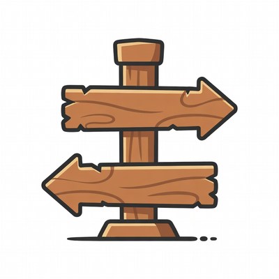 Wooden Signpost with Arrows