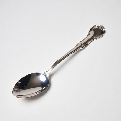 Shiny Silver Spoon on White Background