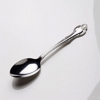 Silver Spoon on White Background