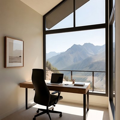 Office Desk with Mountain View