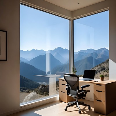 Desk by Window with Mountain View