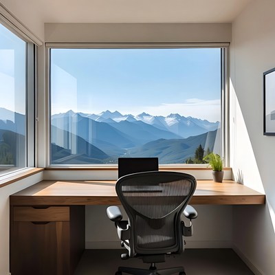 Office Desk with Mountain View