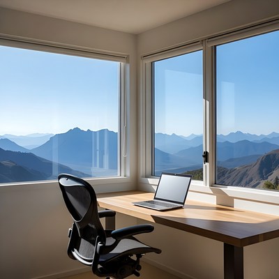 Office Desk with Mountain View