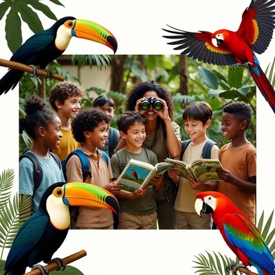 Teacher reading jungle book to diverse kids