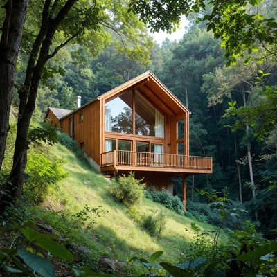 Wooden House in Forest Hillside