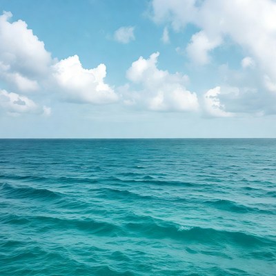 Ocean with Blue Sky and Clouds