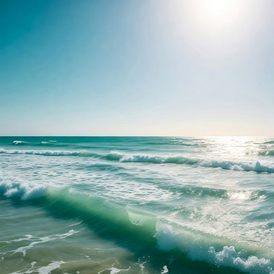 Ocean Waves Crashing on Beach