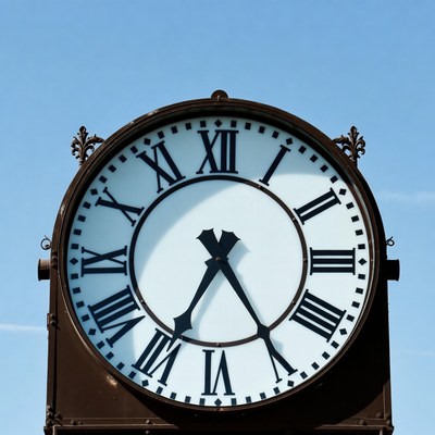 Large Clock Against Blue Sky