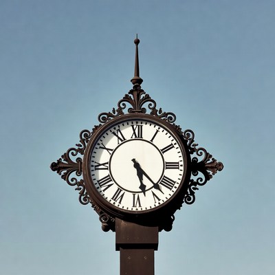 Ornate Clock Tower on Blue Sky
