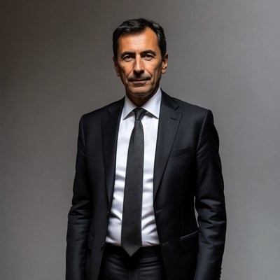 Man in black suit portrait