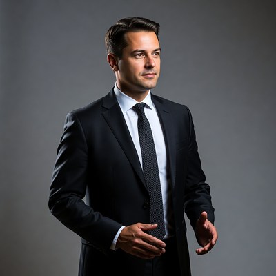 Handsome man in black suit