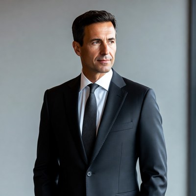 Handsome man in black suit