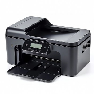 Black Multifunction Printer Open Trays