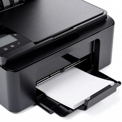 Black Multifunction Printer with Open Paper Tray