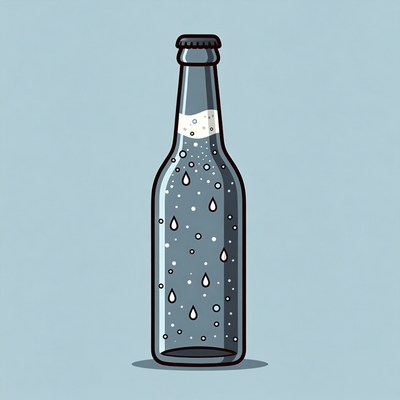 Beer Bottle with Bubbles
