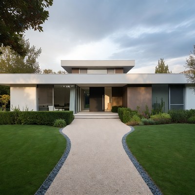 Modern White House with Landscaped Garden
