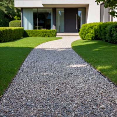 Modern House with Gravel Pathway