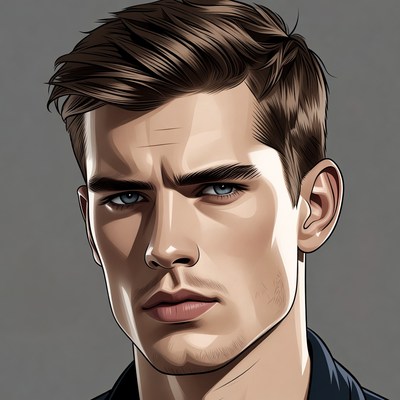 Handsome man with intense blue eyes