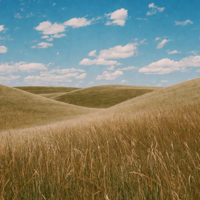 Rolling Green Hills Under Blue Sky