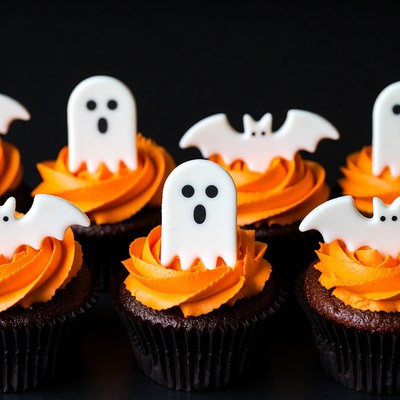 Halloween ghost bat cupcakes