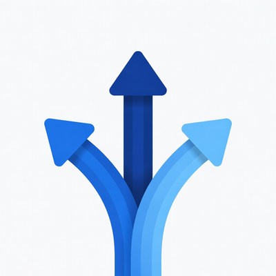 Blue Arrows Pointing Three Ways