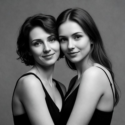 Two smiling women embracing