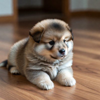 Fluffy Pomeranian Puppy on Floor