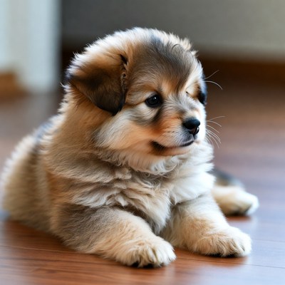 Fluffy Golden Retriever Puppy on Floor