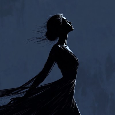 Silhouette of woman looking up