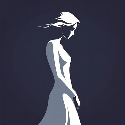 Silhouette of woman with flowing hair