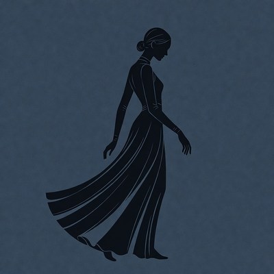 Woman in flowing gown silhouette