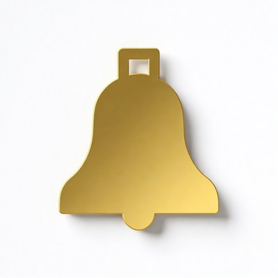 Golden Bell on White Background