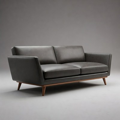Modern Gray Leather Sofa