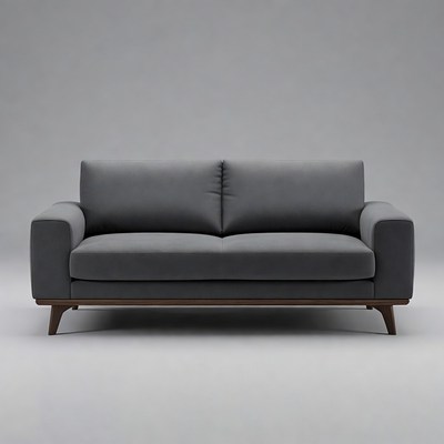 Gray modern sofa on white background